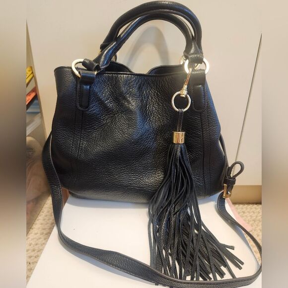 G.I.L.I. "Got It Love It" Black Pebbled Leather Satchel/Shoulder Bag $395 EUC - Picture 2 of 10